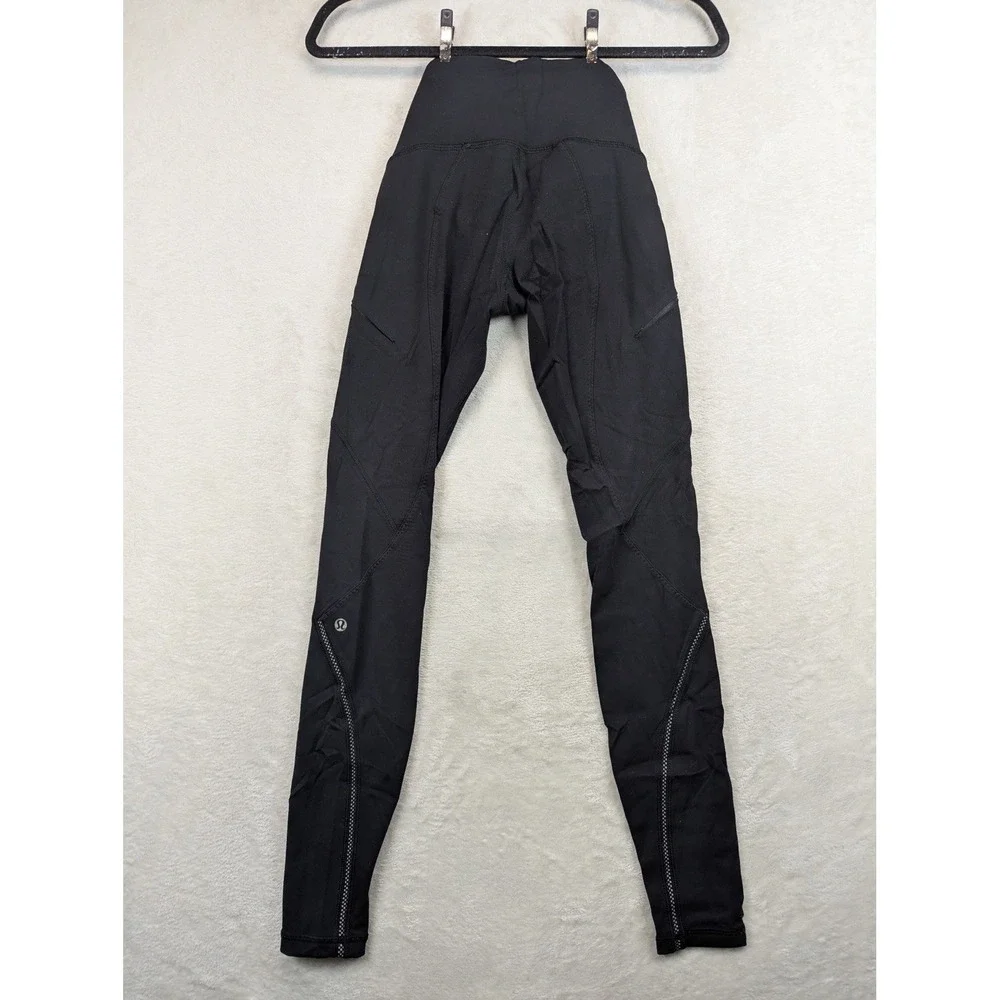 Lululemon Womens Pants Size 2 Black Straight Leg Zip Pockets Stretch Athleisure